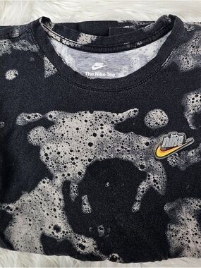 Nike Black & White Bleach-Effect Short Sleeve Tee with Yellow Accent